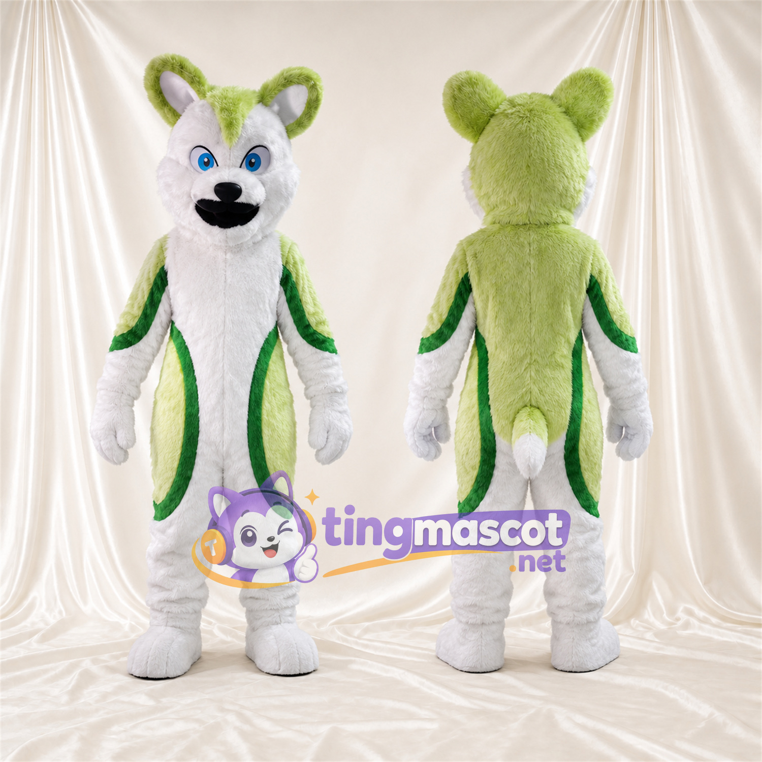 Maskottchenkostüm Hund – grün / weiß Maskottchenkostüm Hund – grün / weiß