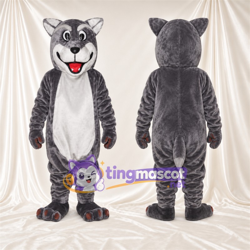 Gray Cat Mascot Costume - Striped Body