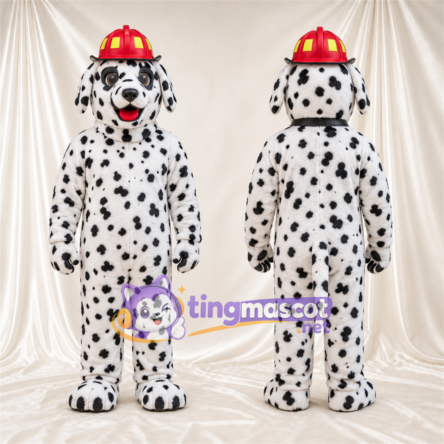 Maskottchenkostüm Dalmatiner – schwarz / weiß – Helm; Zunge (rot) Maskottchenkostüm Dalmatiner – schwarz / weiß – Helm; Zunge (rot)