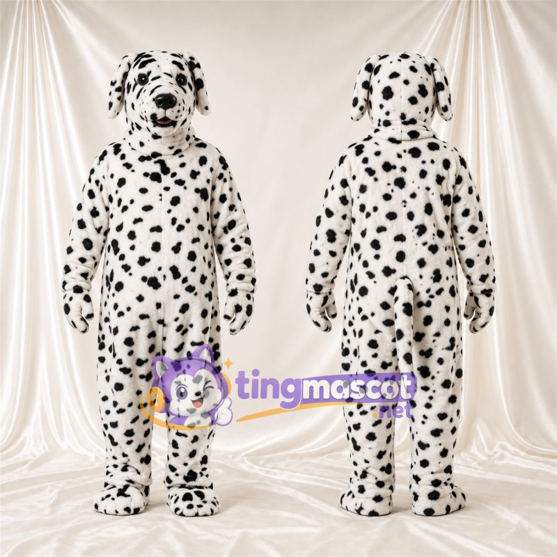 Black and White Dalmatian Mascot Costume - Black Collar and Black Spots