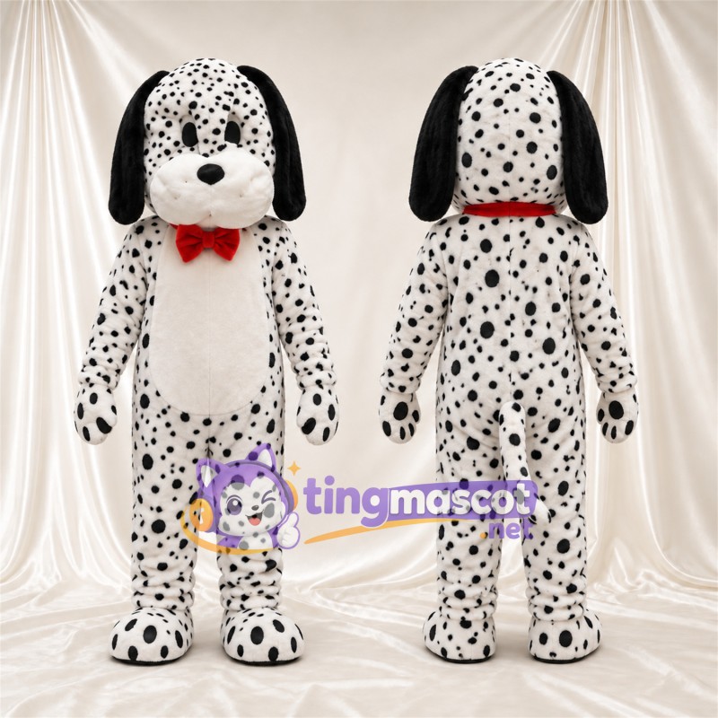 Black and White Dalmatian Mascot Costume - Red Bow Tie