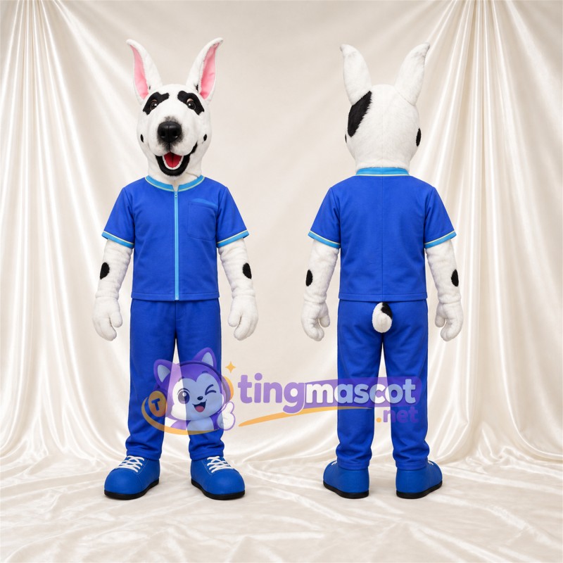Costume de mascotte Lapin – blanc / noir – Survêtement (bleu)