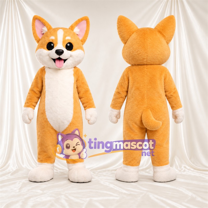 Maskottchenkostüm Corgi – orange / weiß
