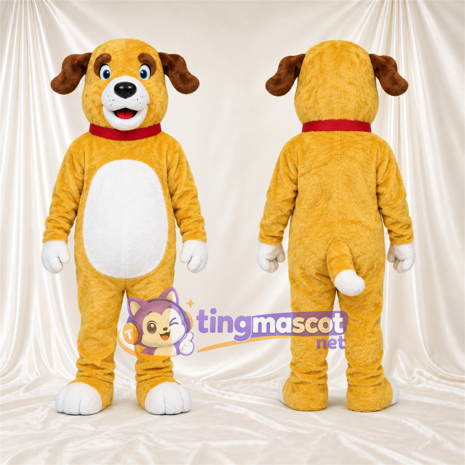 Costume de mascotte Chien – jaune / blanc