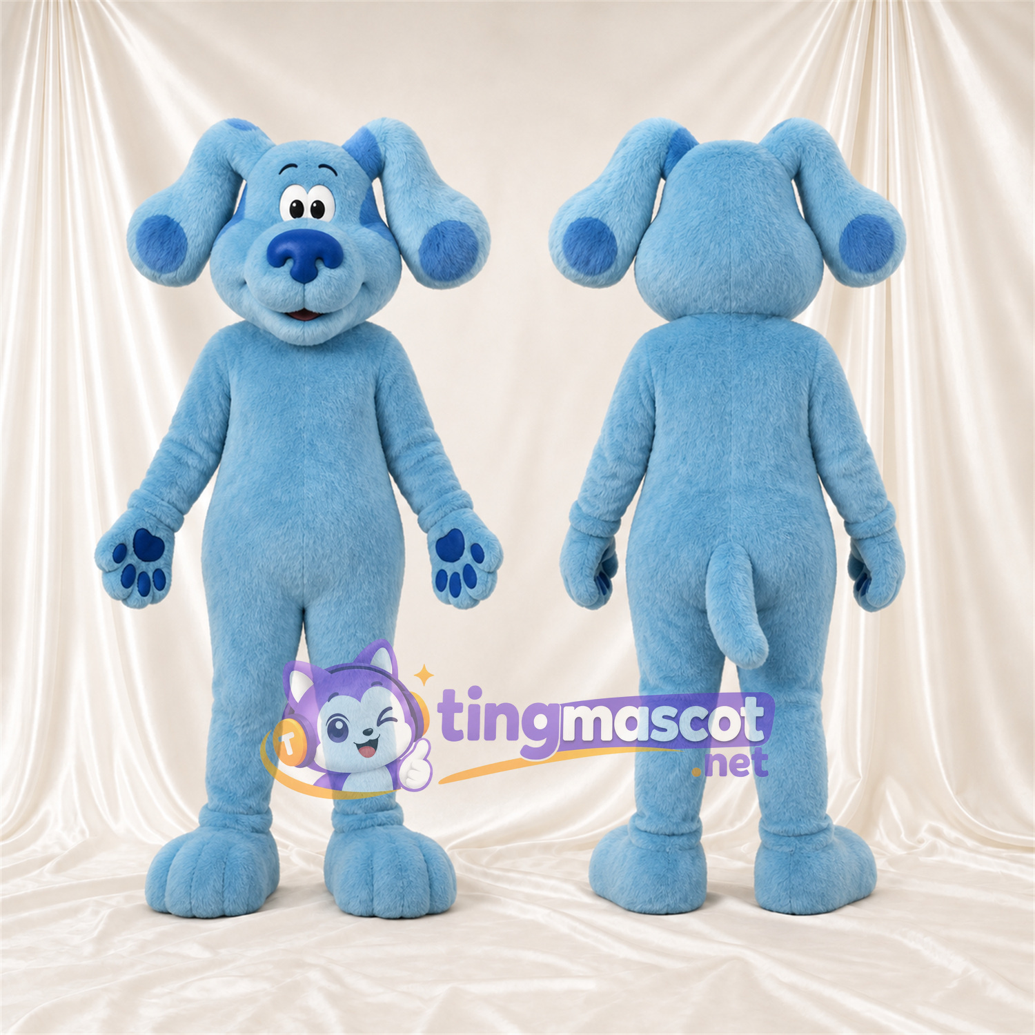 Costume de mascotte Chien – bleu – Oreilles tombantes; Coussinets (bleu)