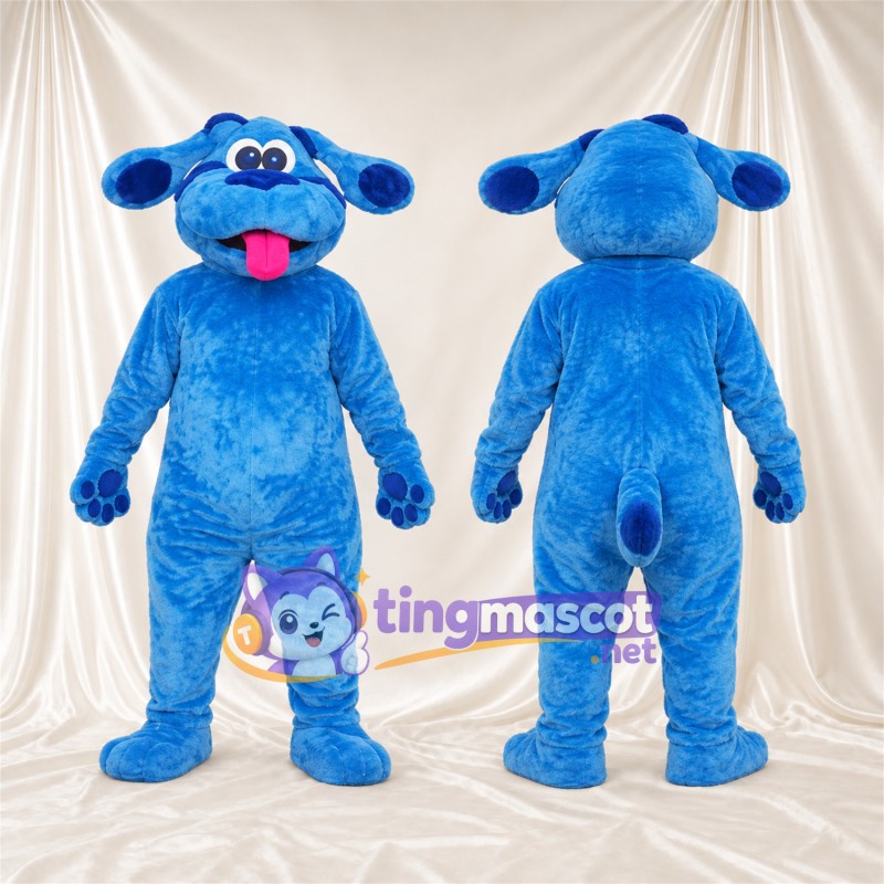 Costume de mascotte Chien – bleu – Coussinets (bleu); Langue (rose)