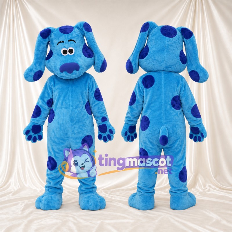 Costume de mascotte Chien – bleu – Coussinets (bleu); Taches (bleu)