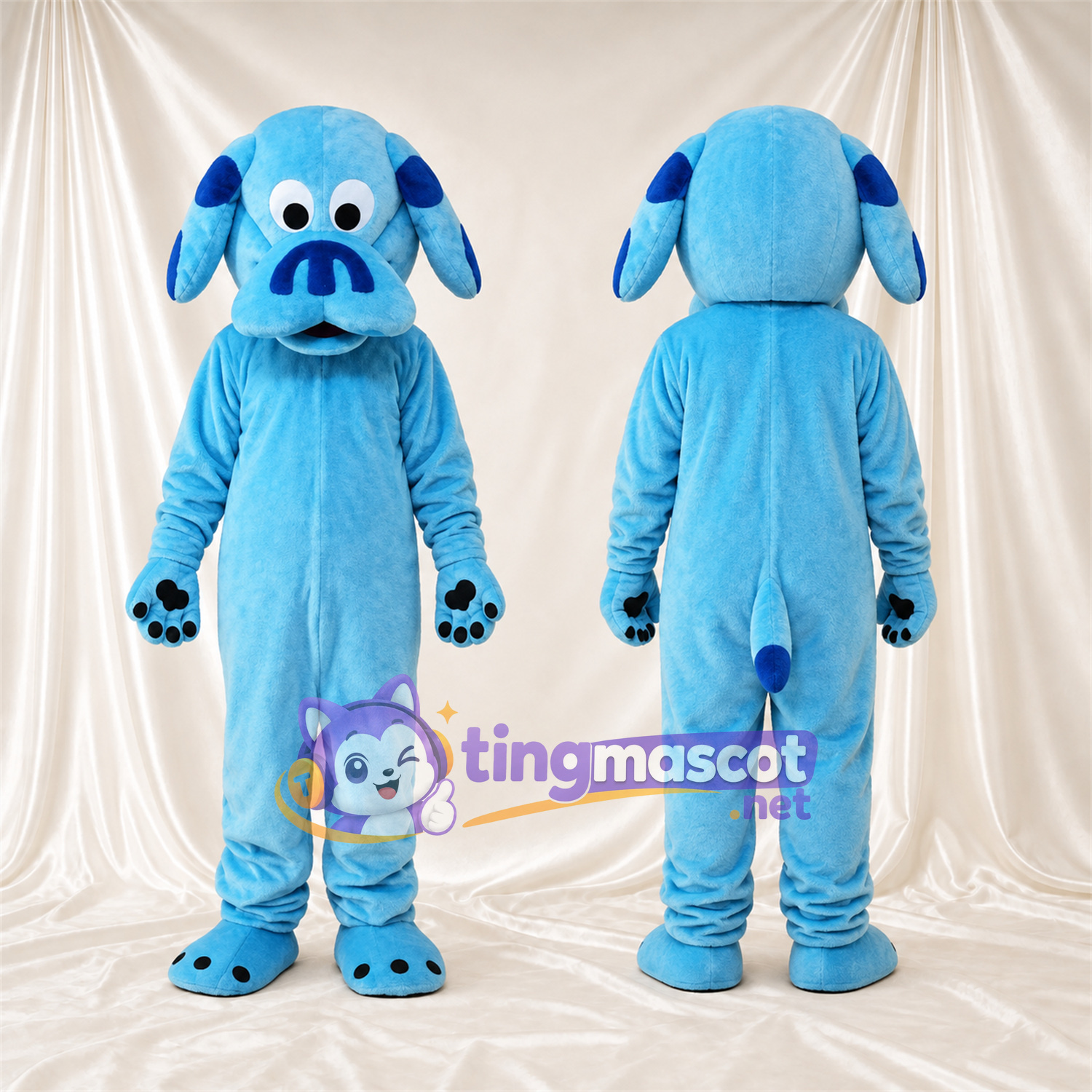 Costume de mascotte Chien – bleu – Coussinets (bleu); Nez (bleu) Costume de mascotte Chien – bleu – Coussinets (bleu); Nez (bleu)