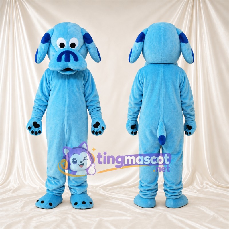 Costume de mascotte Chien – bleu – Coussinets (bleu); Nez (bleu)