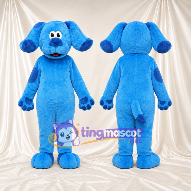 Costume de mascotte Chien – bleu – Coussinets (bleu); Taches (bleu)