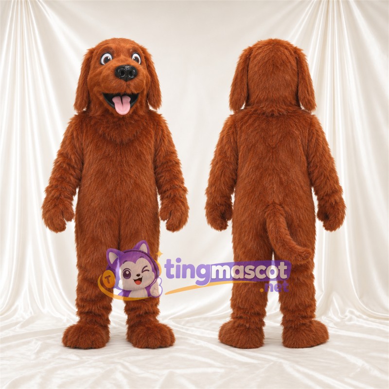 Maskottchenkostüm Hund – braun – Zottelfell