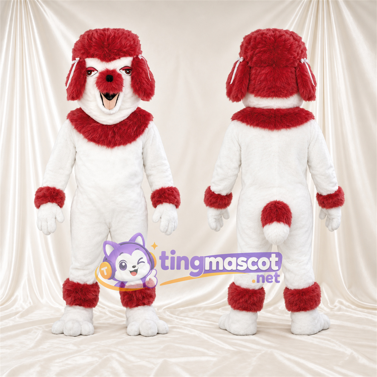 Costume de mascotte Chien – rouge / blanc