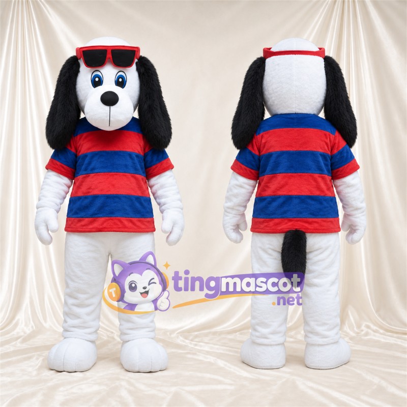 Costume de mascotte Chien – noir / blanc – Chemise; Lunettes de soleil