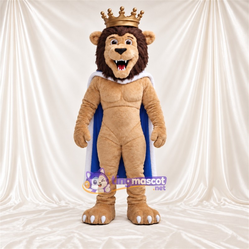 Costume de mascotte Lion – brun clair – Couronne; Cape (bleu) Costume de mascotte Lion – brun clair – Couronne; Cape (bleu)