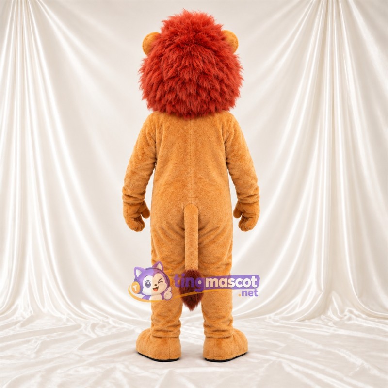 Costume de mascotte Lion – orange – Crinière (brun rouge); Crocs pointus Costume de mascotte Lion – orange – Crinière (brun rouge); Crocs pointus