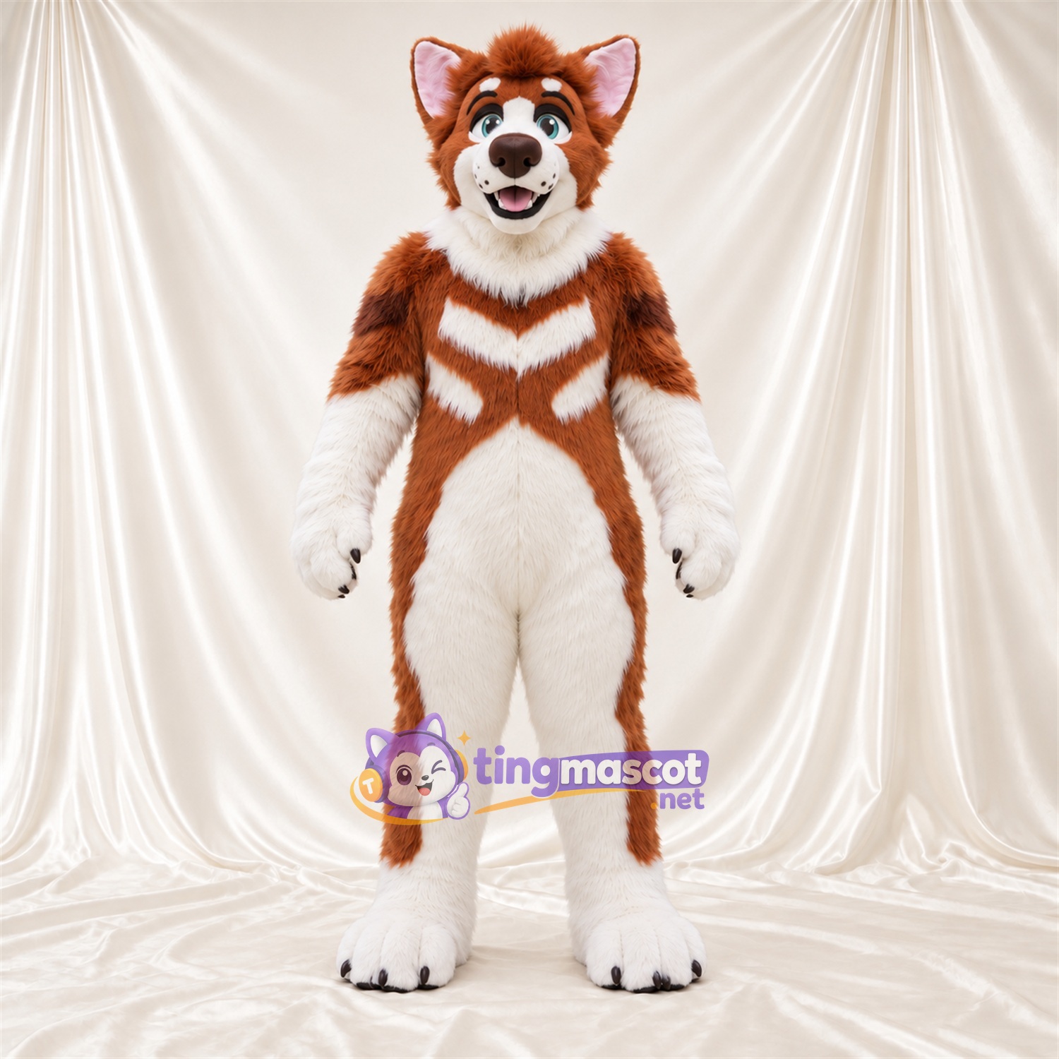 Costume de mascotte Renard – marron / blanc – Bas des jambes (blanc) Costume de mascotte Renard – marron / blanc – Bas des jambes (blanc)