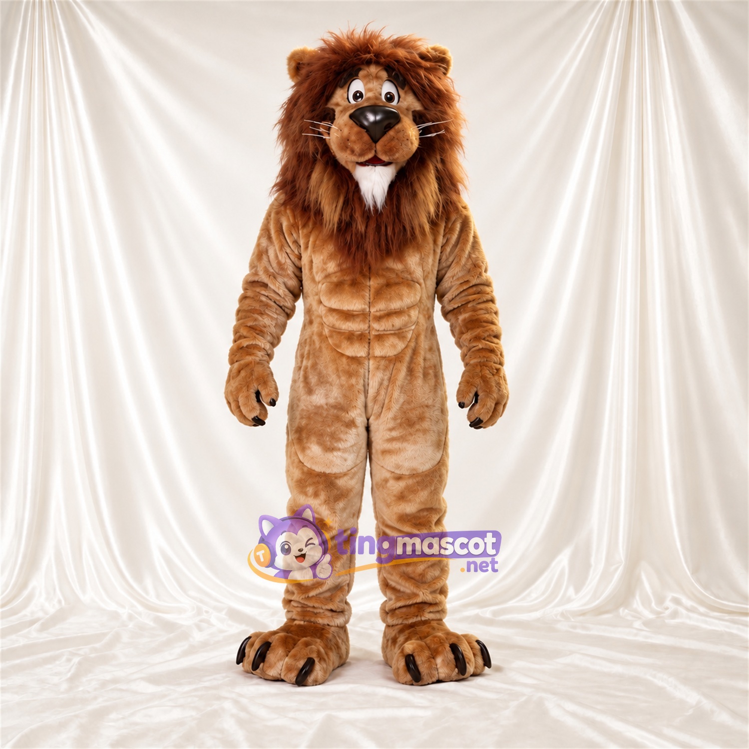 Brown Lion Mascot Costume - Black Claws and White Beard Brown Lion Mascot Costume - Black Claws and White Beard