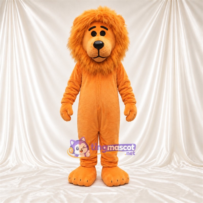 Costume de mascotte Lion – orange – Crinière (orange); Nez (noir) Costume de mascotte Lion – orange – Crinière (orange); Nez (noir)