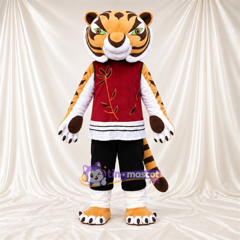 Costume de mascotte Tigre – orange / noir – Gilet (rouge); Pantalon (noir) Costume de mascotte Tigre – orange / noir – Gilet (rouge); Pantalon (noir)