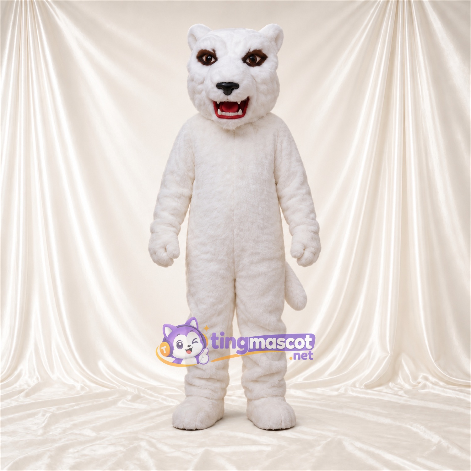 Costume de mascotte Chat sauvage – blanc Costume de mascotte Chat sauvage – blanc