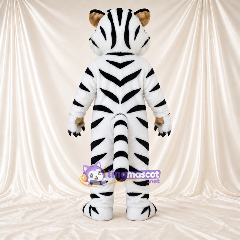 Maskottchenkostüm Tiger – weiß / schwarz – Breite Streifen Maskottchenkostüm Tiger – weiß / schwarz – Breite Streifen
