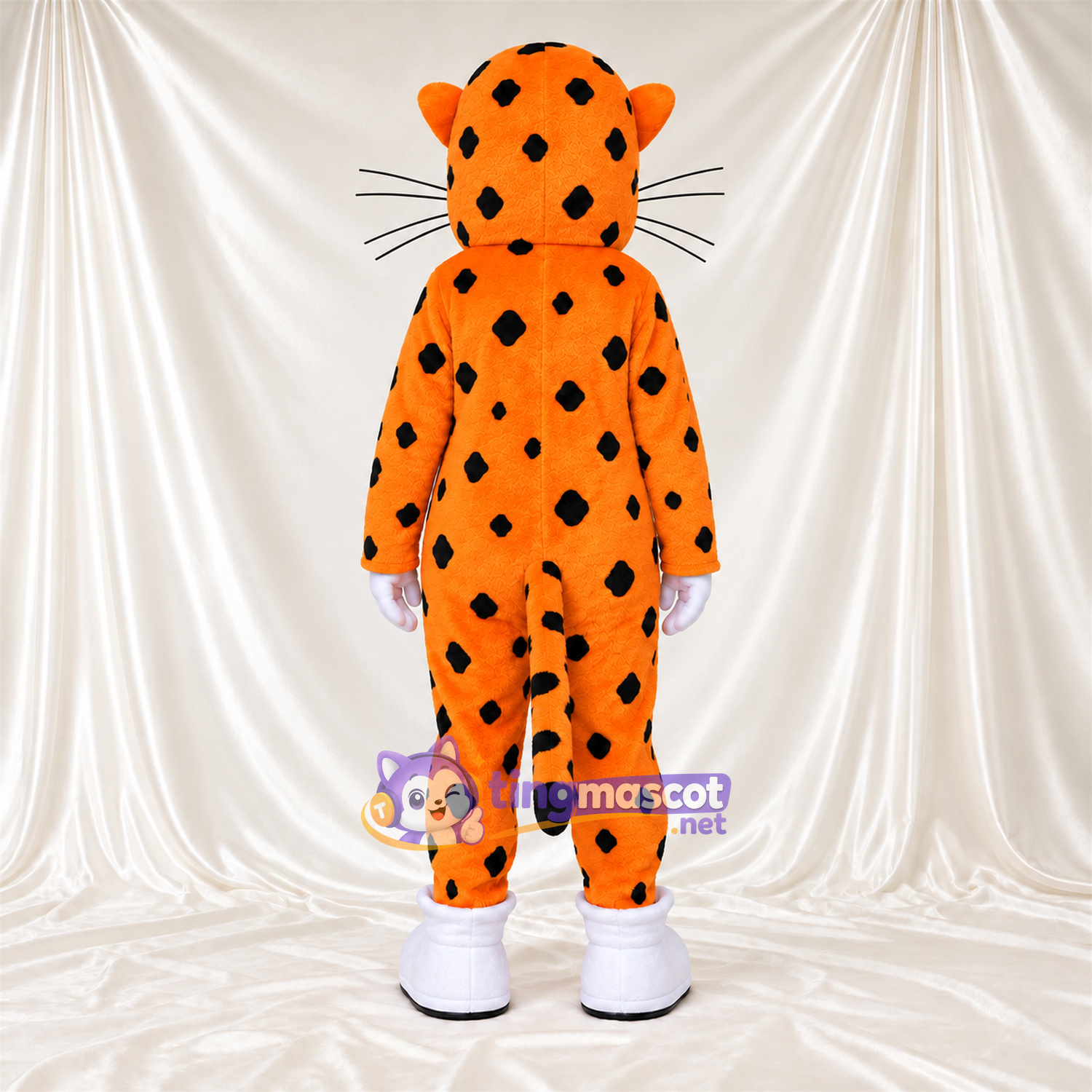 Costume de mascotte Guépard – orange / noir – Lunettes de soleil (bleu); Sourire avec dents Costume de mascotte Guépard – orange / noir – Lunettes de soleil (bleu); Sourire avec dents