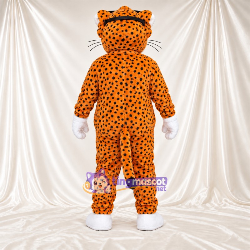 Maskottchenkostüm Gepard – orange / schwarz – Sonnenbrille; Bauch (weiß) Maskottchenkostüm Gepard – orange / schwarz – Sonnenbrille; Bauch (weiß)