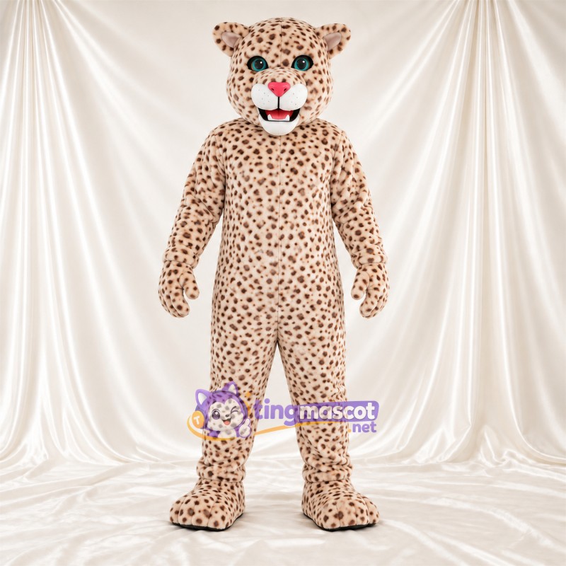 Maskottchenkostüm Leopard – creme / schwarz – Augen (grün); Nase (rosa) Maskottchenkostüm Leopard – creme / schwarz – Augen (grün); Nase (rosa)