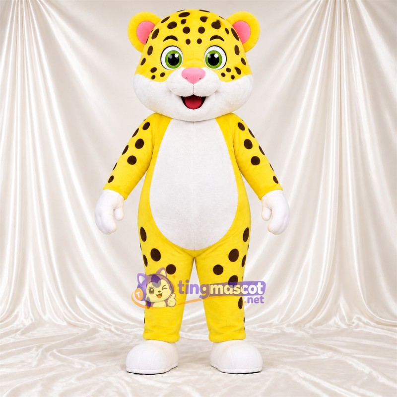 Costume de mascotte Guépard – jaune / noir – Gants (blanc); Pieds (blanc) Costume de mascotte Guépard – jaune / noir – Gants (blanc); Pieds (blanc)