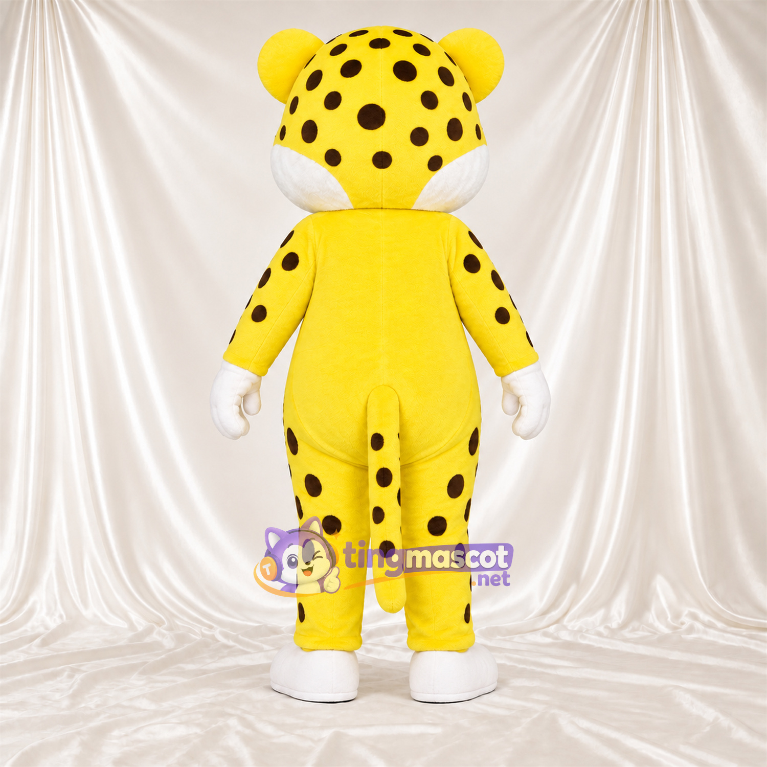Costume de mascotte Guépard – jaune / noir – Gants (blanc); Pieds (blanc) Costume de mascotte Guépard – jaune / noir – Gants (blanc); Pieds (blanc)