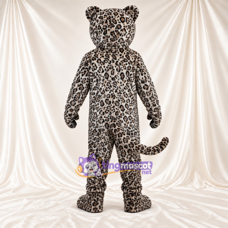 Costume de mascotte Léopard – gris / noir – Queue enroulée; Yeux (bleu) Costume de mascotte Léopard – gris / noir – Queue enroulée; Yeux (bleu)