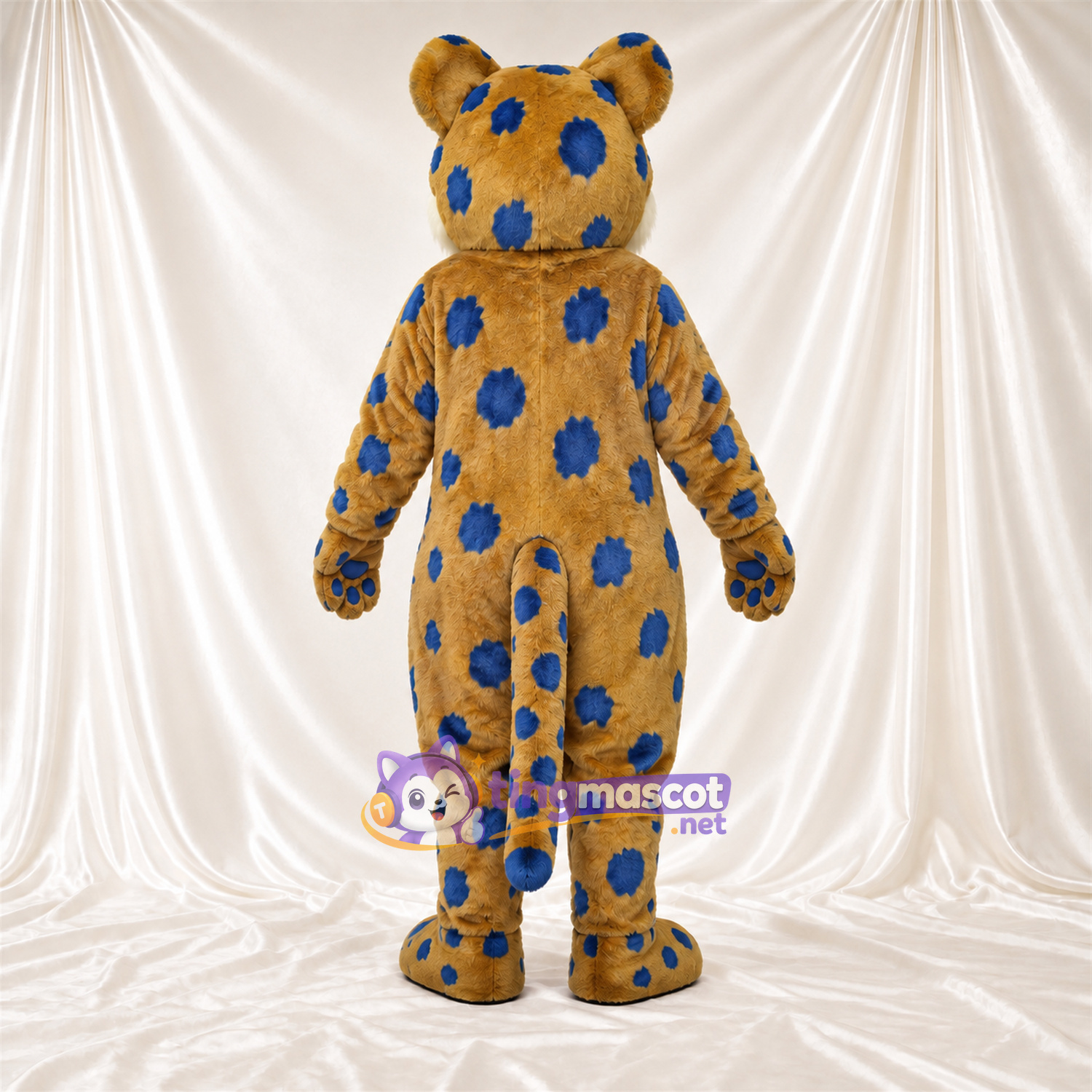 Maskottchenkostüm Leopard – hellbraun / blau Maskottchenkostüm Leopard – hellbraun / blau