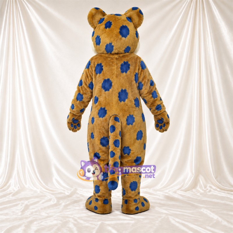 Maskottchenkostüm Leopard – hellbraun / blau Maskottchenkostüm Leopard – hellbraun / blau