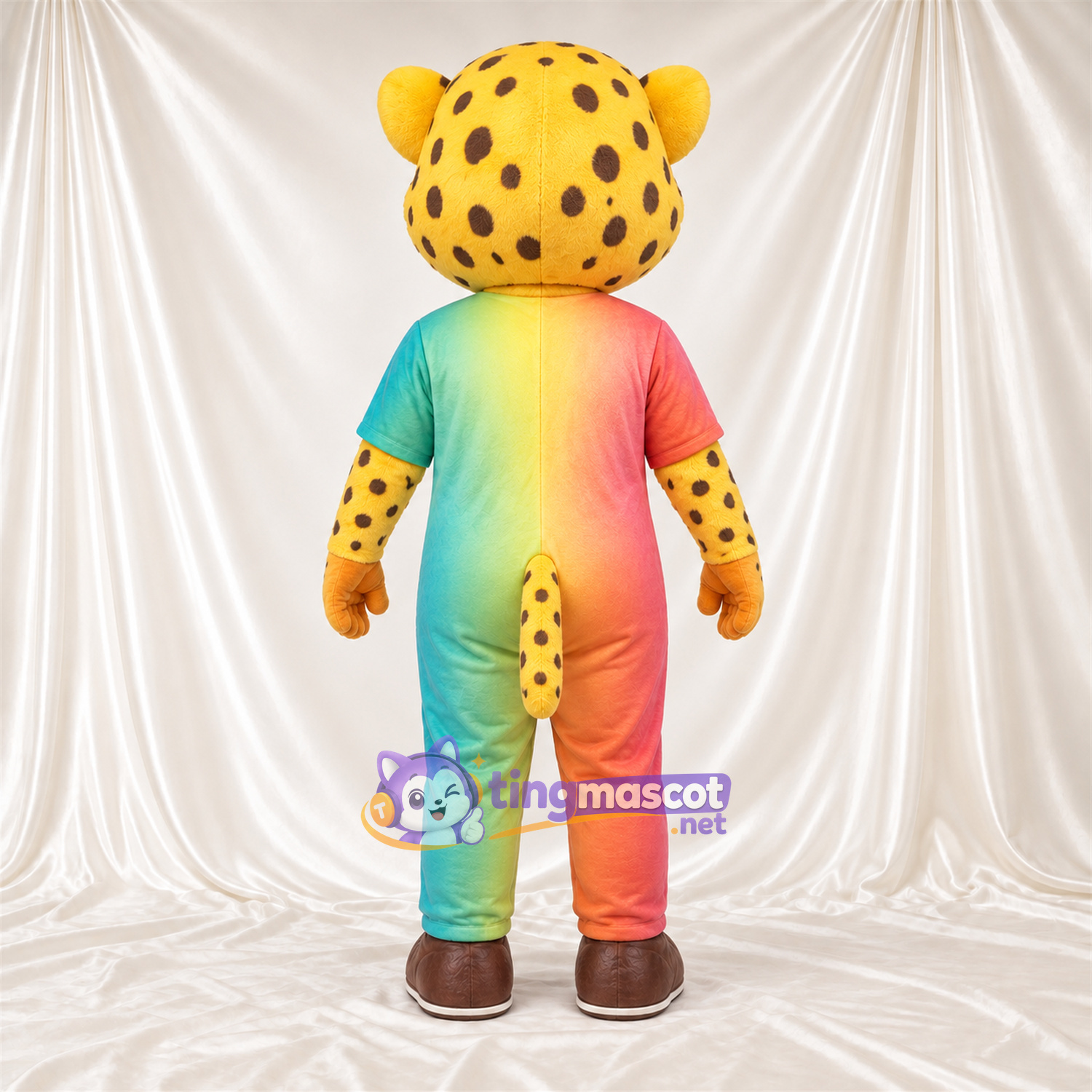 Costume de mascotte Guépard – jaune / noir – Tenue (arc-en-ciel) Costume de mascotte Guépard – jaune / noir – Tenue (arc-en-ciel)