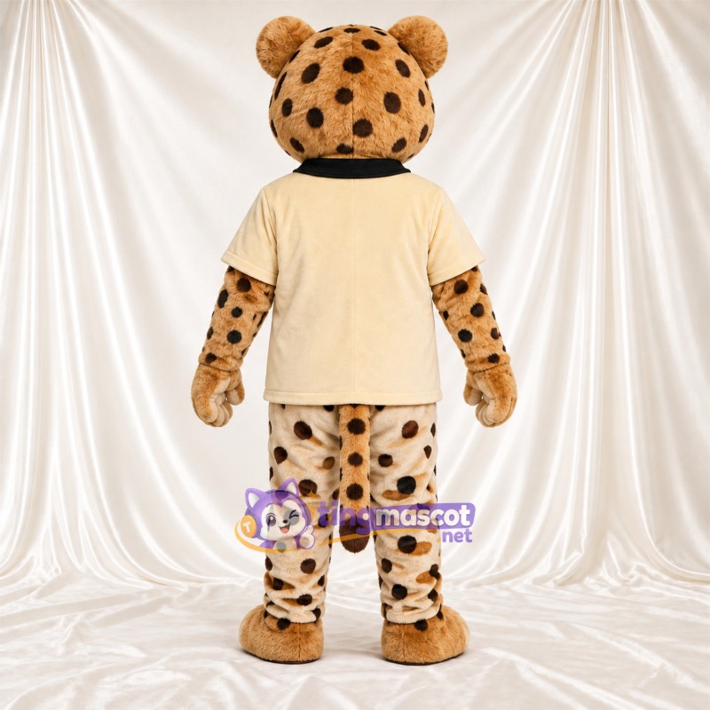 Costume de mascotte Léopard – brun clair / noir – Chemise (beige) Costume de mascotte Léopard – brun clair / noir – Chemise (beige)