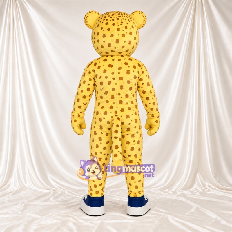 Maskottchenkostüm Gepard – gelb / schwarz – Augen (blau); Sneaker (schwarz / weiß) Maskottchenkostüm Gepard – gelb / schwarz – Augen (blau); Sneaker (schwarz / weiß)