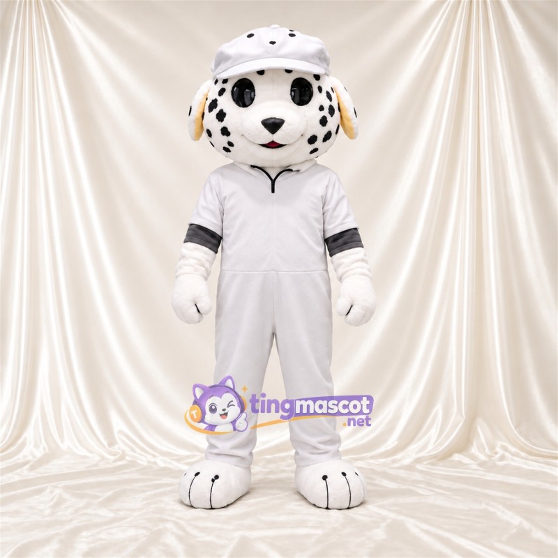 Black and White Dalmatian Mascot Costume - White Outfit and Hat Black and White Dalmatian Mascot Costume - White Outfit and Hat