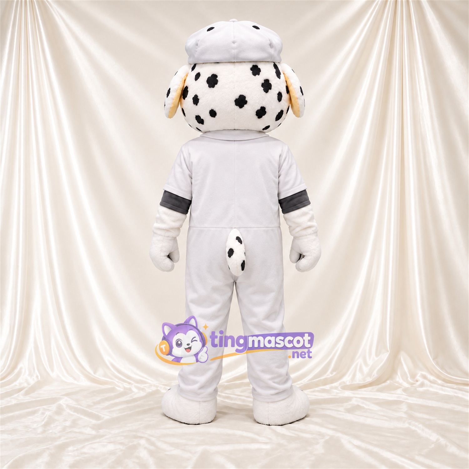 Black and White Dalmatian Mascot Costume - White Outfit and Hat Black and White Dalmatian Mascot Costume - White Outfit and Hat