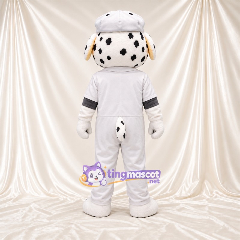 Black and White Dalmatian Mascot Costume - White Outfit and Hat Black and White Dalmatian Mascot Costume - White Outfit and Hat