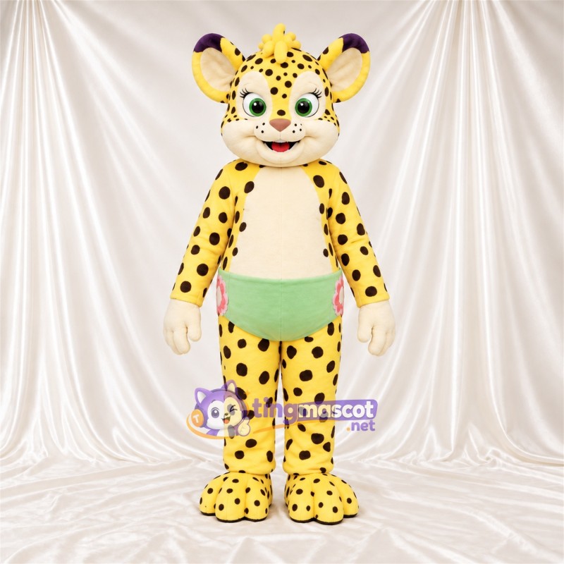 Costume de mascotte Guépard – jaune / noir – Poche ventrale Costume de mascotte Guépard – jaune / noir – Poche ventrale