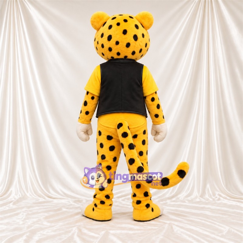 Yellow and Black Cheetah Mascot Costume - Black Vest Yellow and Black Cheetah Mascot Costume - Black Vest