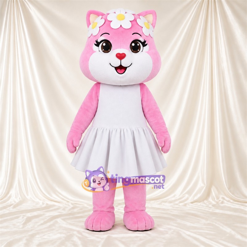 Costume de mascotte Chat – rose – Jupe (blanc); Bandeau Costume de mascotte Chat – rose – Jupe (blanc); Bandeau