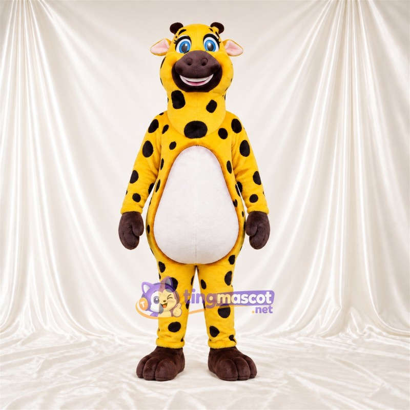 Maskottchenkostüm Giraffe – gelb / braun – Bauch (weiß); Augen (blau) Maskottchenkostüm Giraffe – gelb / braun – Bauch (weiß); Augen (blau)