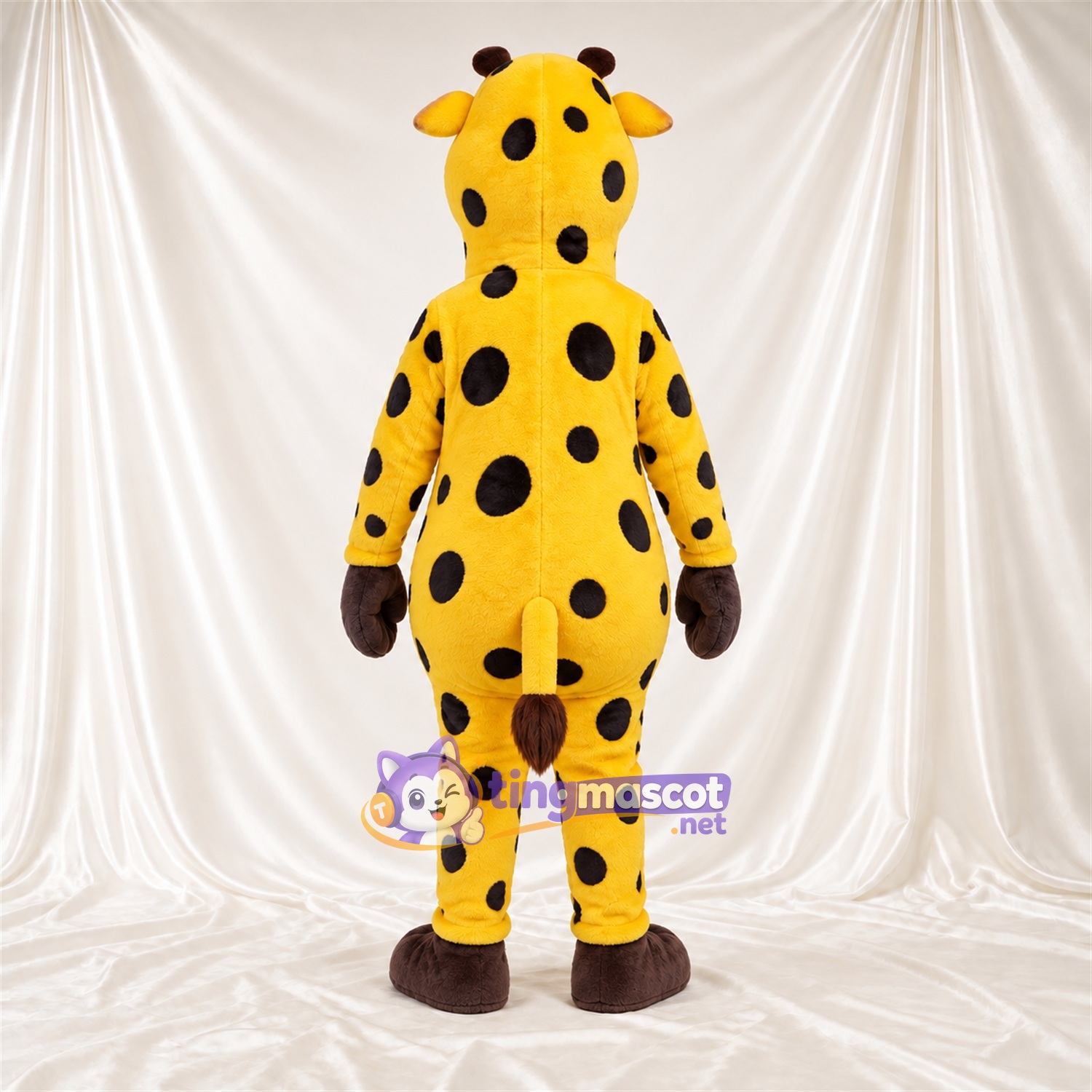 Maskottchenkostüm Giraffe – gelb / braun – Bauch (weiß); Augen (blau) Maskottchenkostüm Giraffe – gelb / braun – Bauch (weiß); Augen (blau)