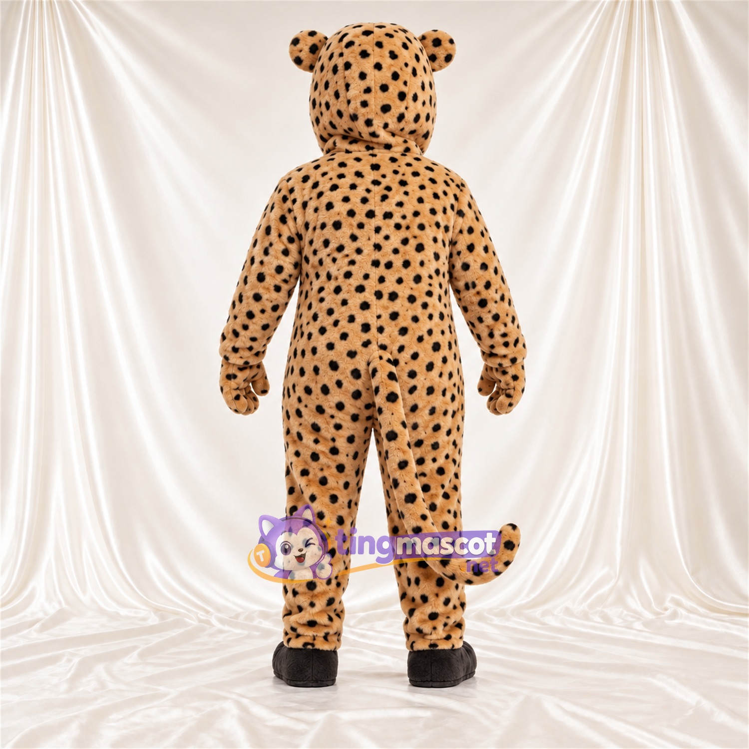 Tan and Black Cheetah Mascot Costume - Black Feet and Black Spots Tan and Black Cheetah Mascot Costume - Black Feet and Black Spots