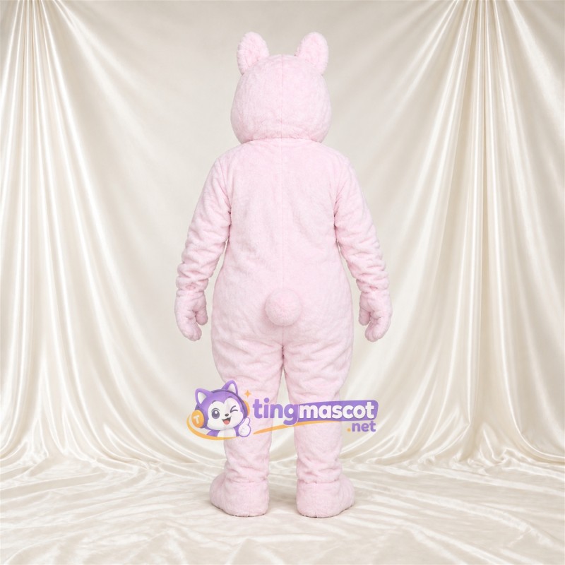 Costume de mascotte Lapin – rose – Petites oreilles rondes; Visage souriant Costume de mascotte Lapin – rose – Petites oreilles rondes; Visage souriant