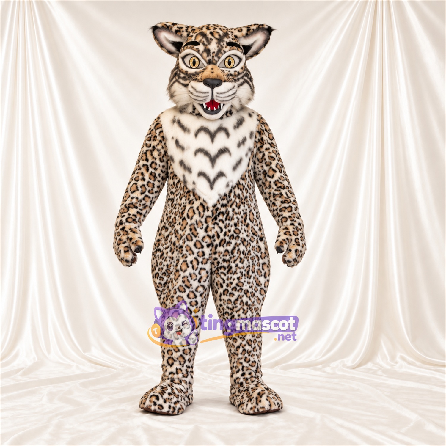 Costume de mascotte Lynx – brun clair / noir – Fourrure