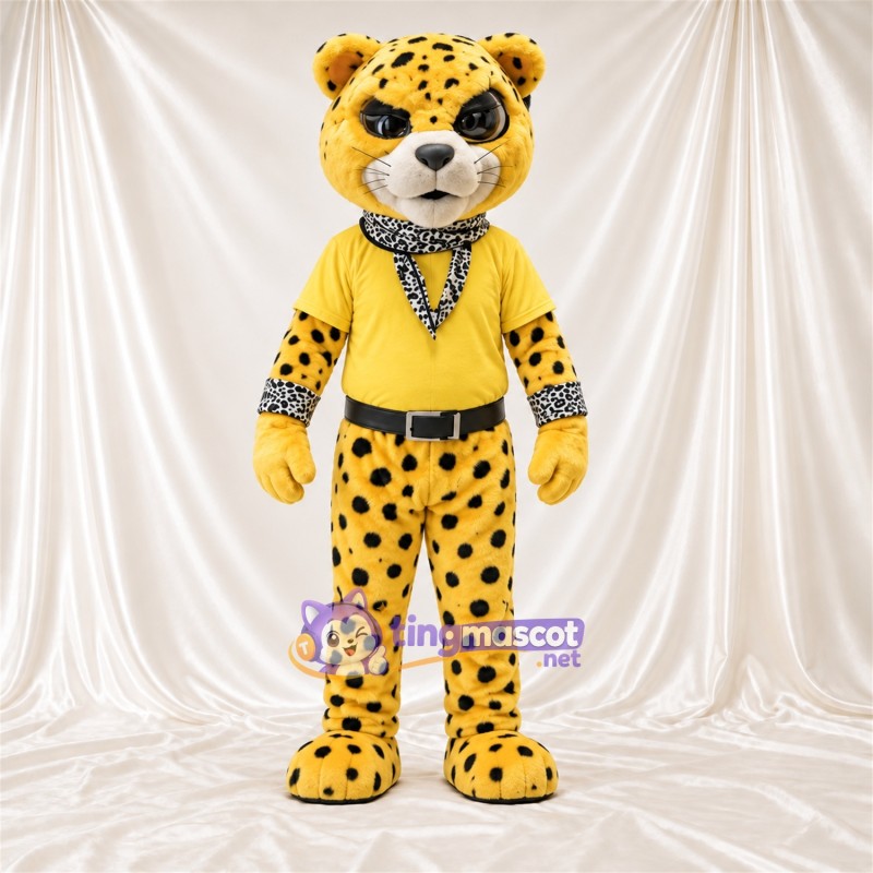 Costume de mascotte Guépard – jaune / noir – Chemise (jaune); Bandana Costume de mascotte Guépard – jaune / noir – Chemise (jaune); Bandana