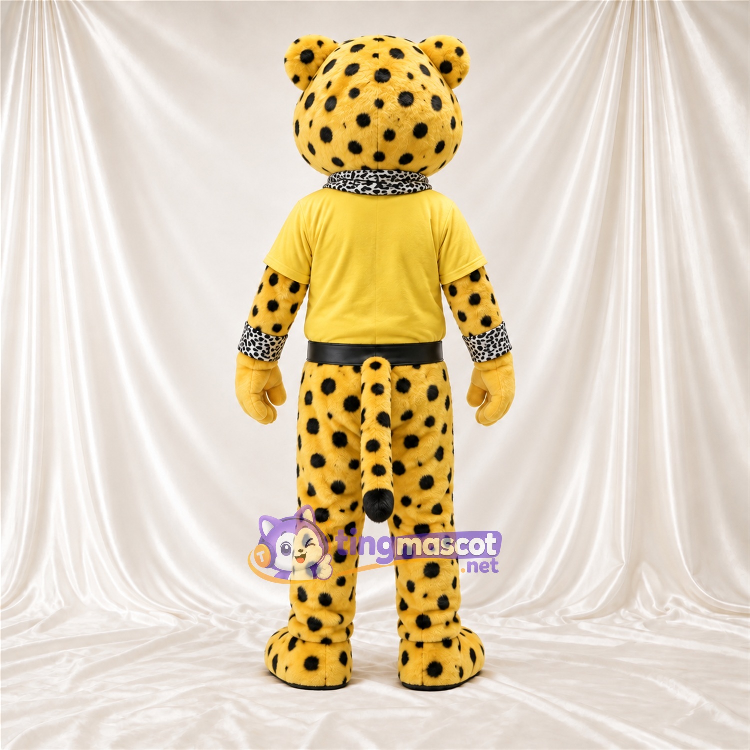 Costume de mascotte Guépard – jaune / noir – Chemise (jaune); Bandana Costume de mascotte Guépard – jaune / noir – Chemise (jaune); Bandana