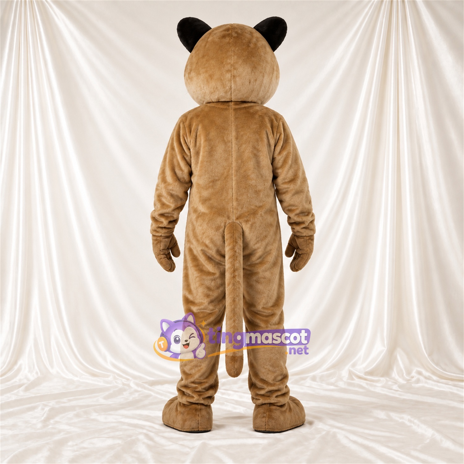 Tan and Black Bobcat Mascot Costume - Blue Eyes and Pointed Fangs Tan and Black Bobcat Mascot Costume - Blue Eyes and Pointed Fangs